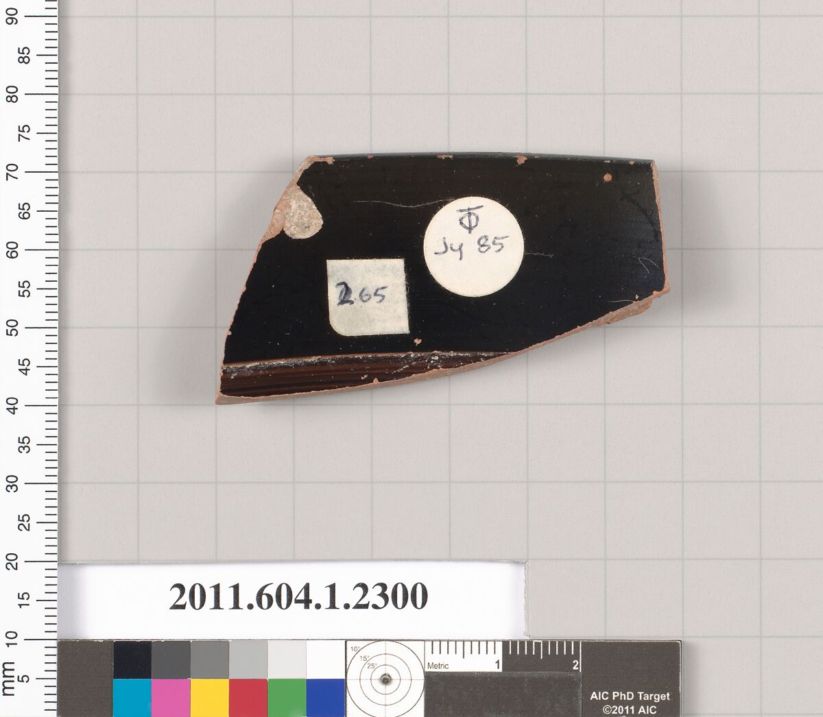Terracotta rim fragment of a kylix (drinking cup), Terracotta, Greek, Attic
