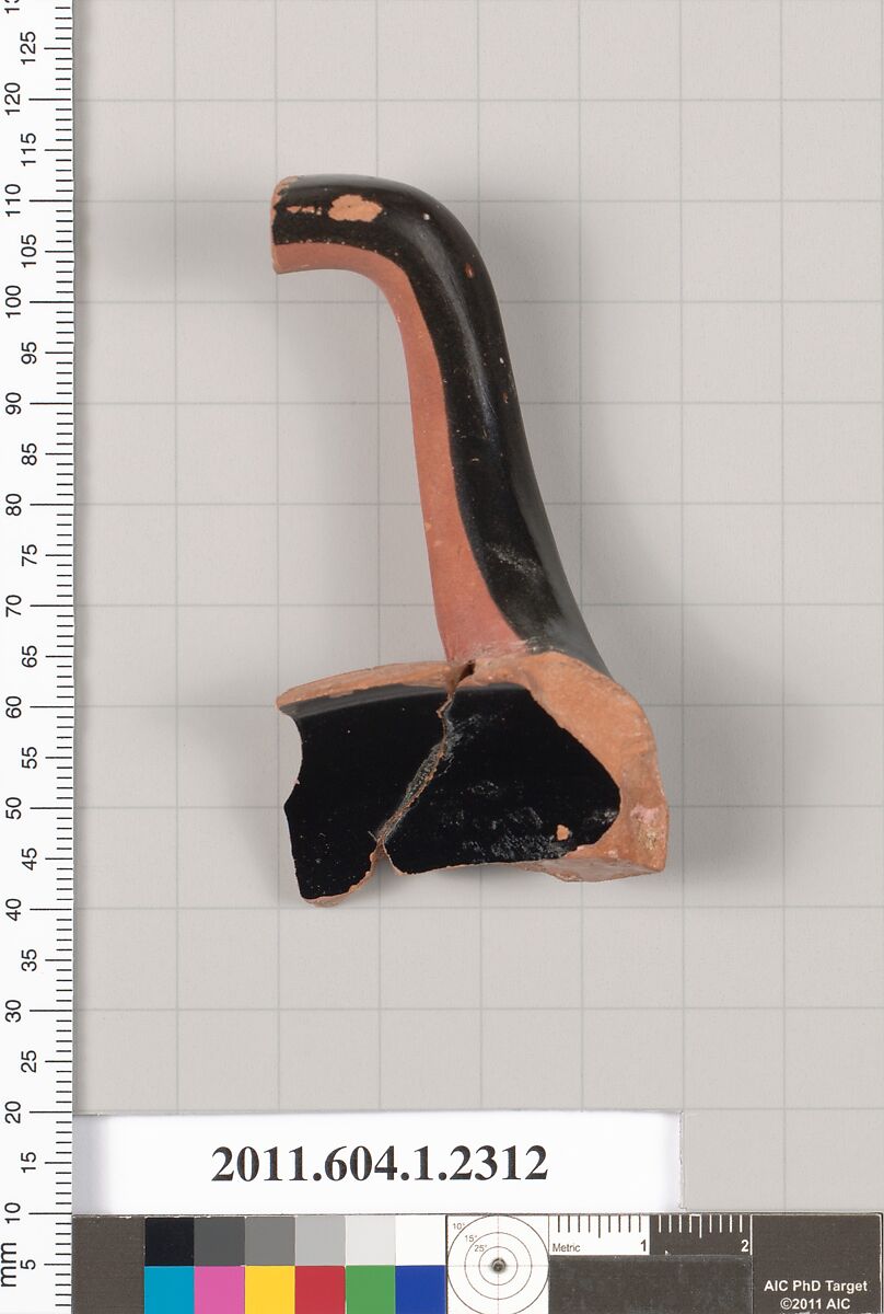 Terracotta fragment of a kylix (drinking cup), Terracotta, Greek, Attic