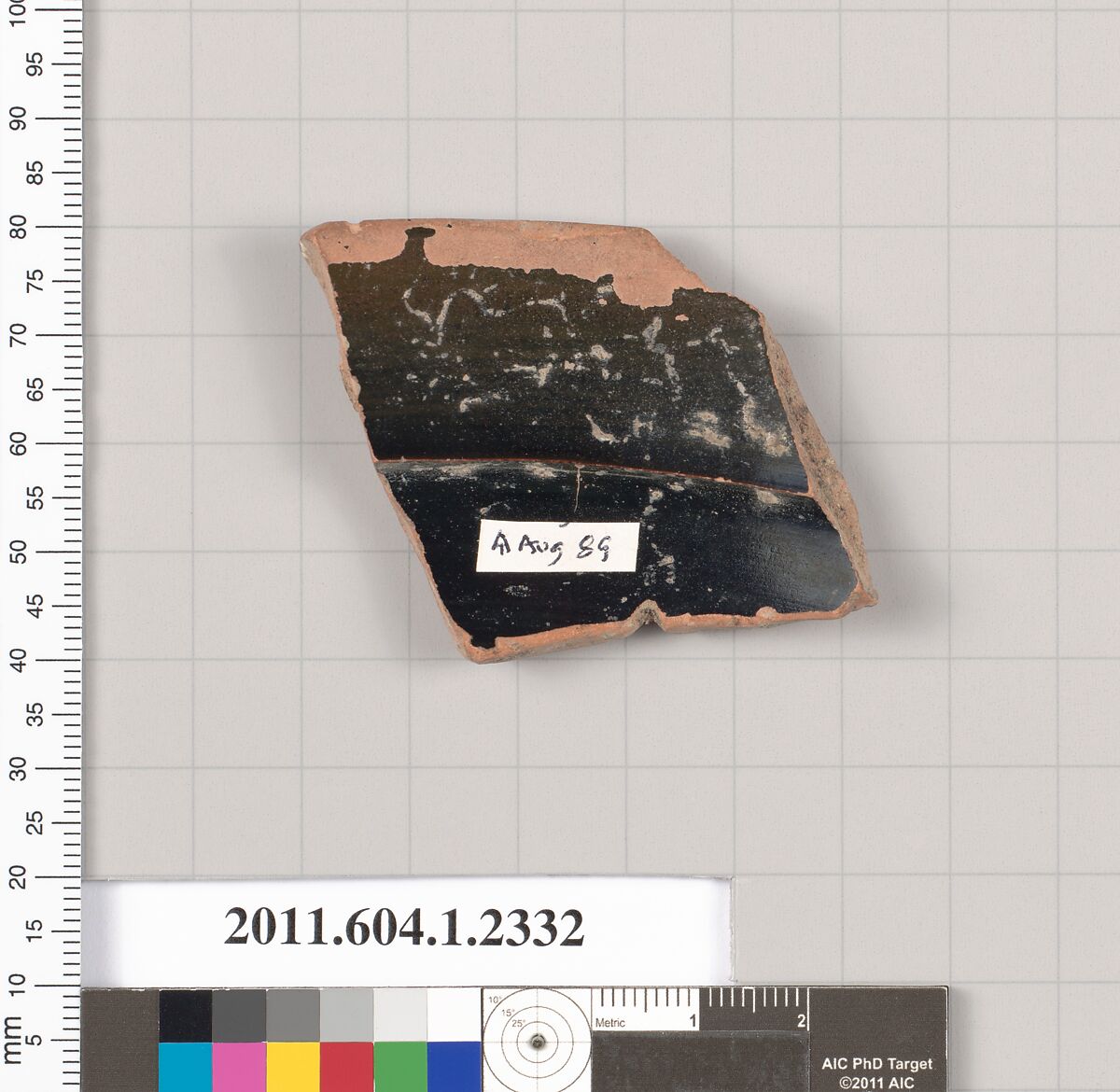 Terracotta rim fragment of a kylix (drinking cup), Terracotta, Greek, Attic