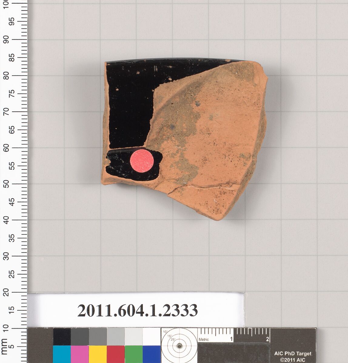 Terracotta rim fragment of a kylix (drinking cup), Terracotta, Greek, Attic