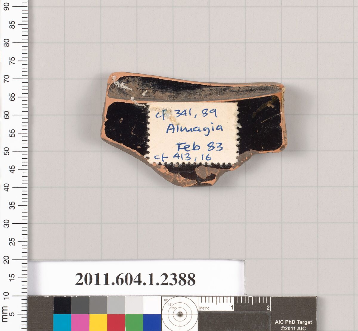 Terracotta rim fragment of a kylix (drinking cup), Terracotta, Greek, Attic