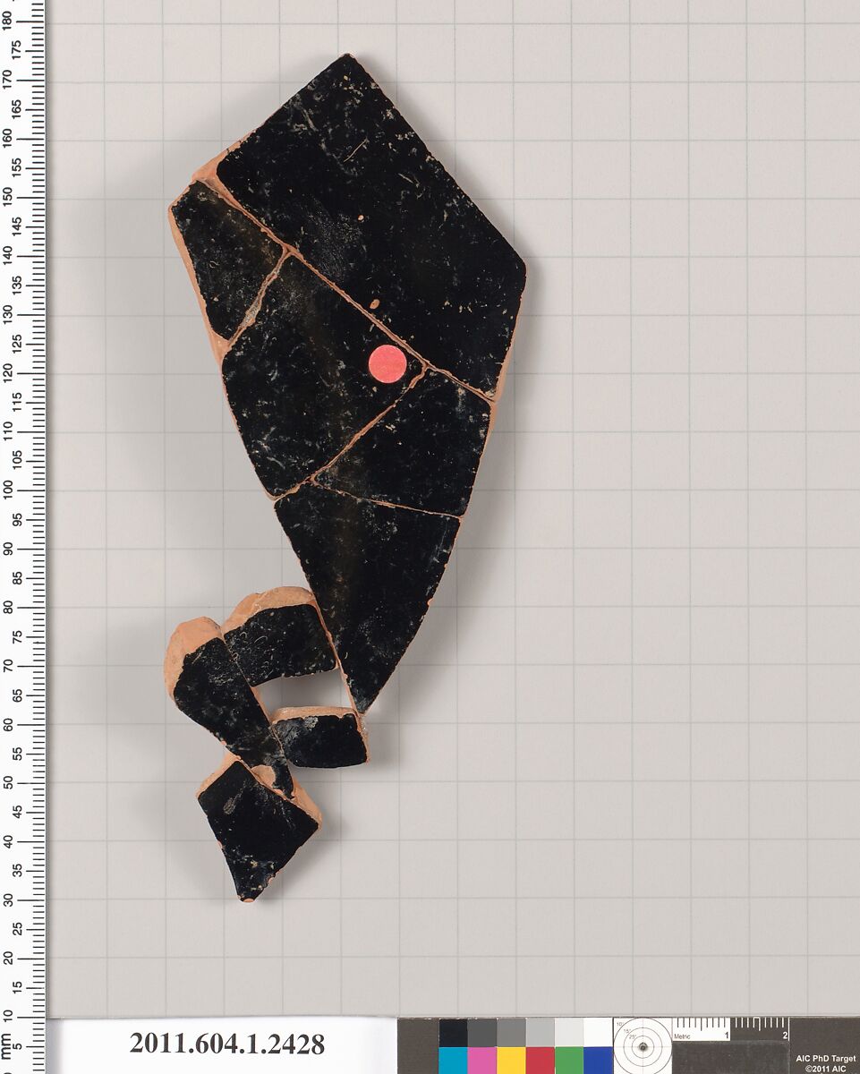 Terracotta fragment of a kylix (drinking cup), Terracotta, Greek, Attic