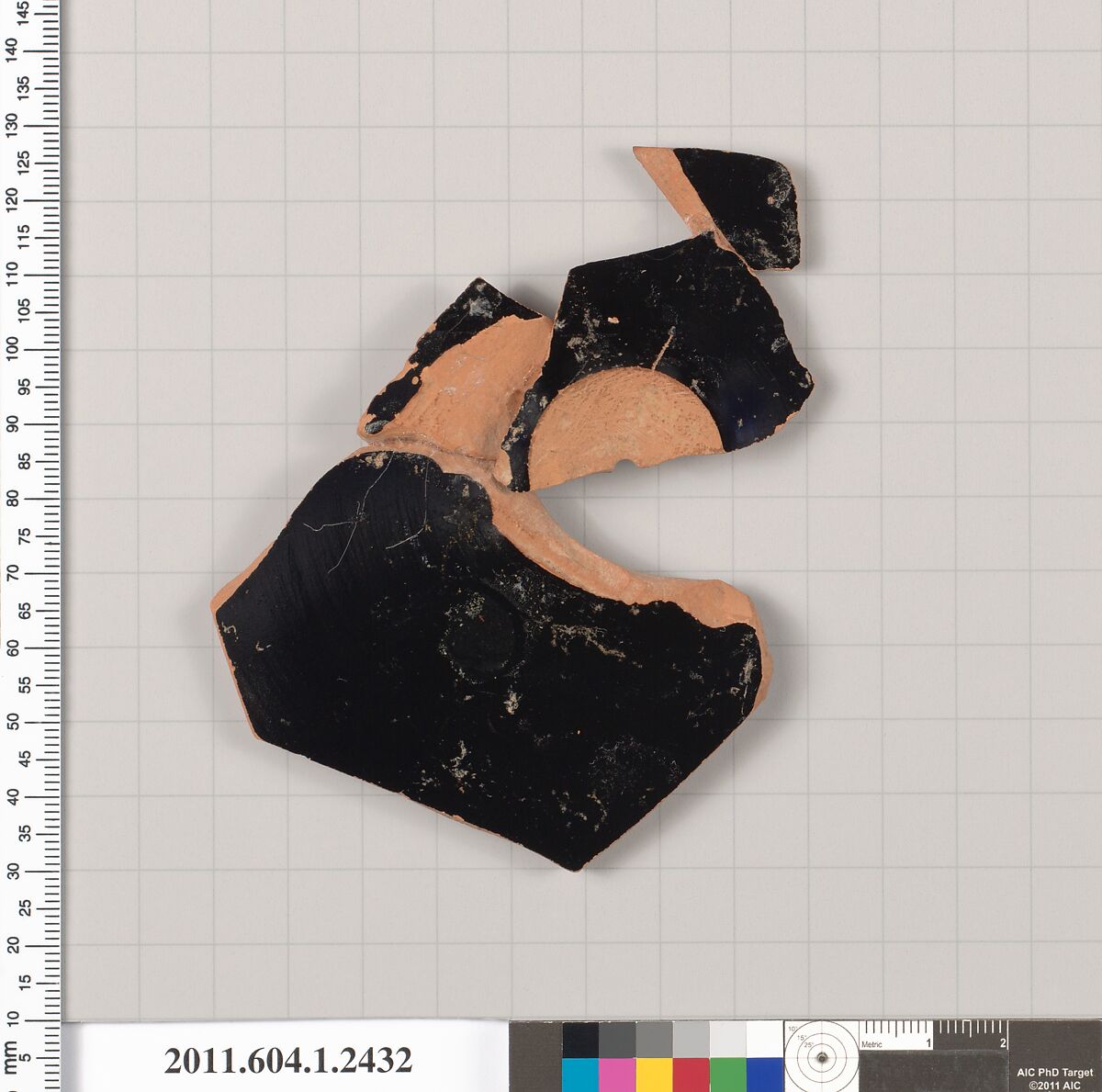 Terracotta fragment of a kylix (drinking cup), Terracotta, Greek, Attic