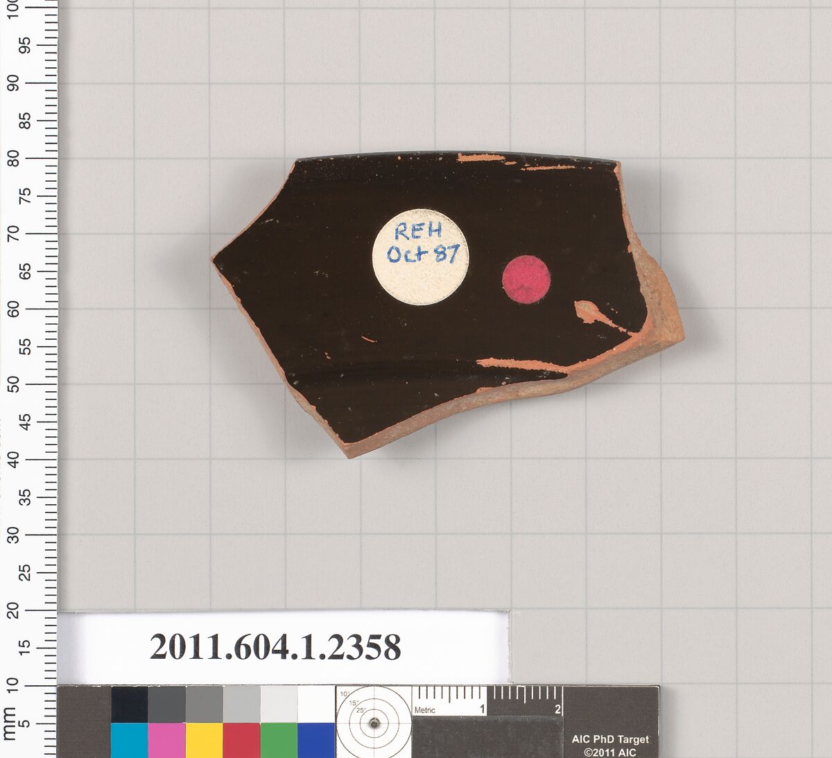 Terracotta rim fragment of a kylix (drinking cup), Terracotta, Greek, Attic