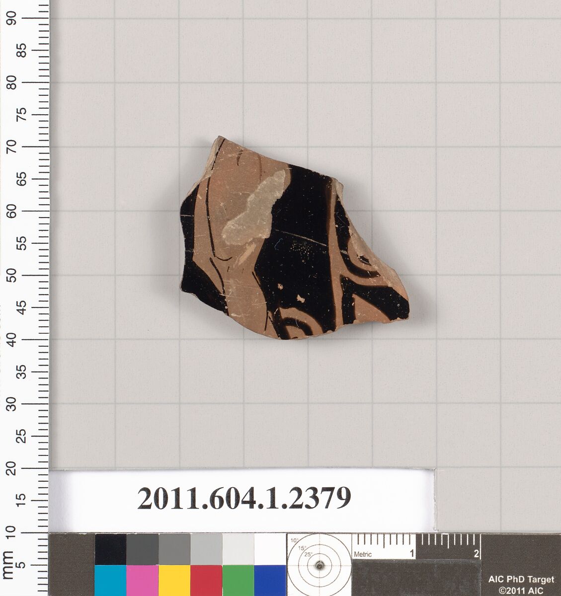 Terracotta fragment of a kylix (drinking cup), Terracotta, Greek, Attic