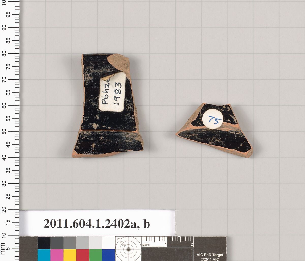 Terracotta fragments of a kylix (drinking cup), Terracotta, Greek, Attic