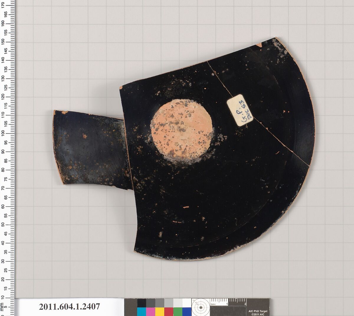 Terracotta fragment of a kylix (drinking cup), Terracotta, Greek, Attic