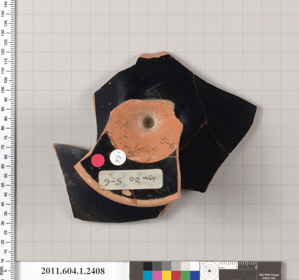 Terracotta fragment of a kylix (drinking cup), Terracotta, Greek, Attic