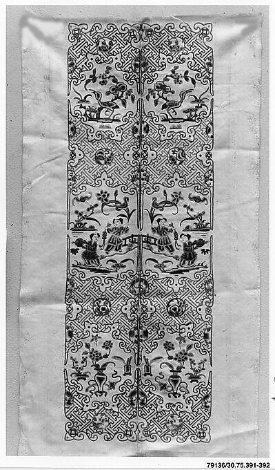 Sleeve Band, Silk, metallic thread;  on silk, China 