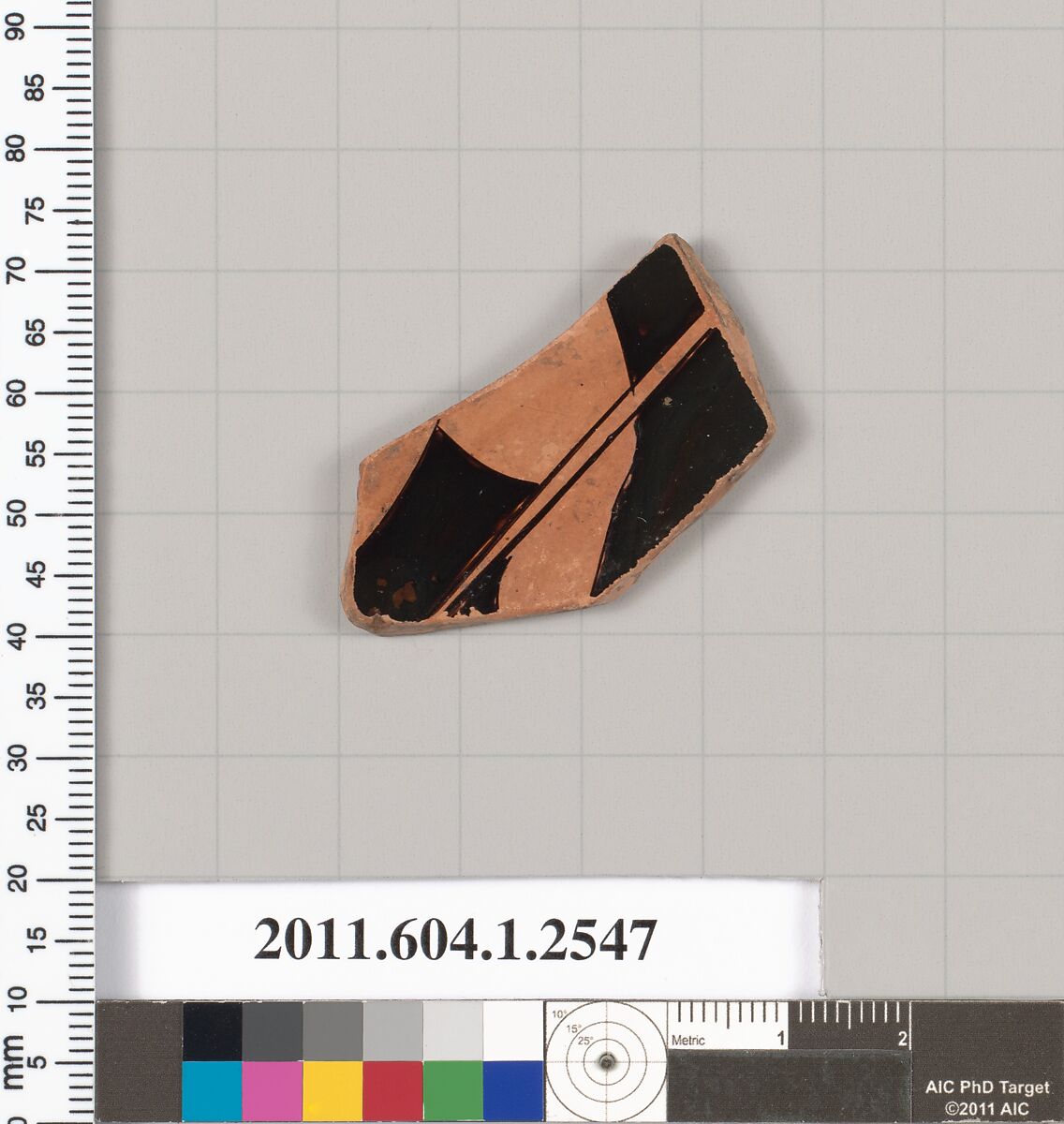 Terracotta fragment of a kylix (drinking cup), Terracotta, Greek, Attic