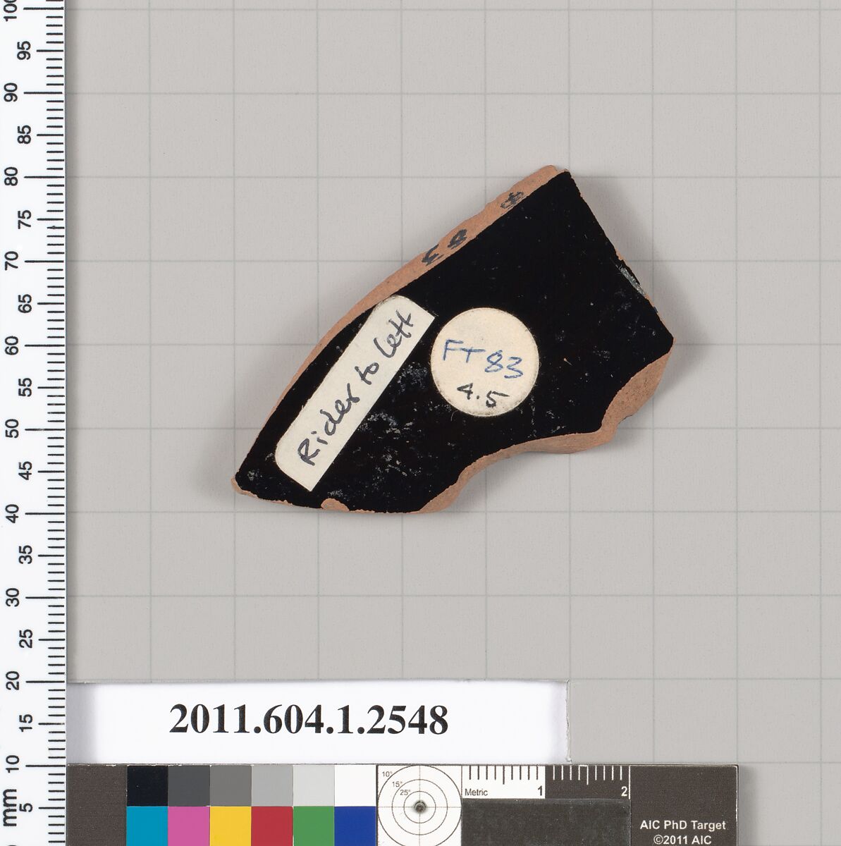 Terracotta fragment of a kylix (drinking cup), Terracotta, Greek, Attic