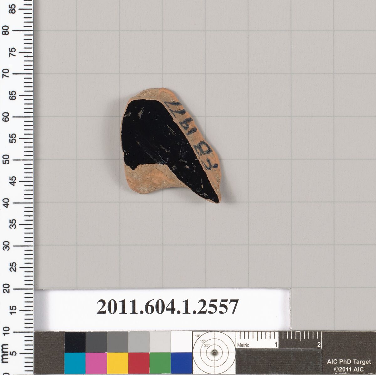 Terracotta fragment of a kylix (drinking cup), Terracotta, Greek, Attic