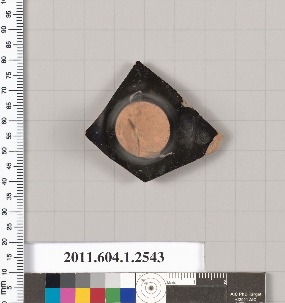 Terracotta fragment of a kylix (drinking cup), Terracotta, Greek, Attic