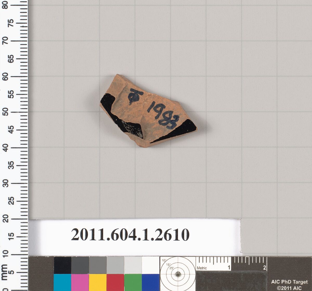Terracotta fragment of a kylix (drinking cup), Terracotta, Greek, Attic