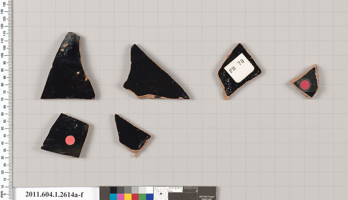 Terracotta fragments of kylikes (drinking cups), Terracotta, Greek, Attic