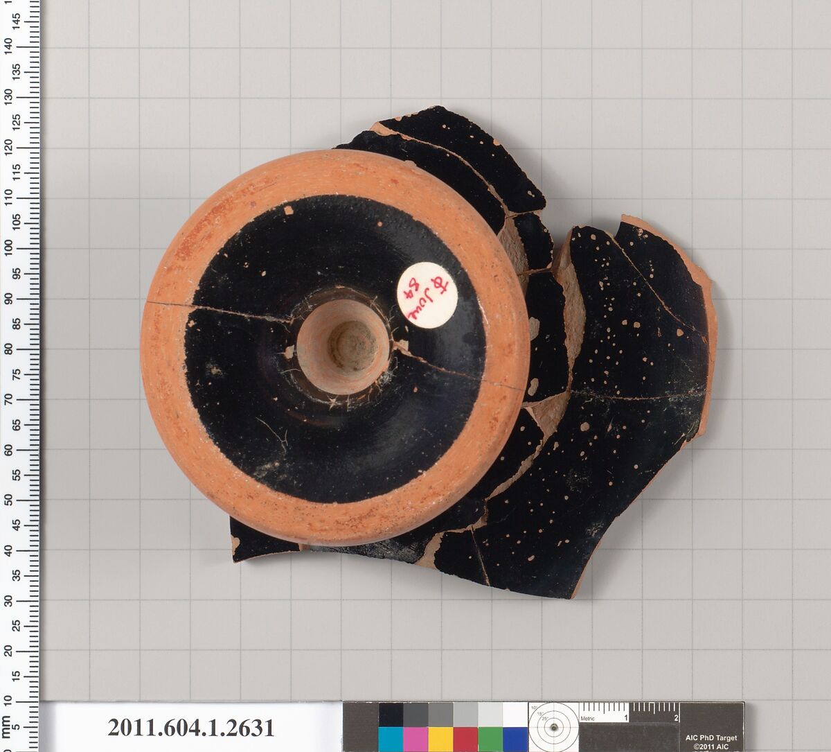 Terracotta fragment of a kylix (drinking cup), Terracotta, Greek, Attic