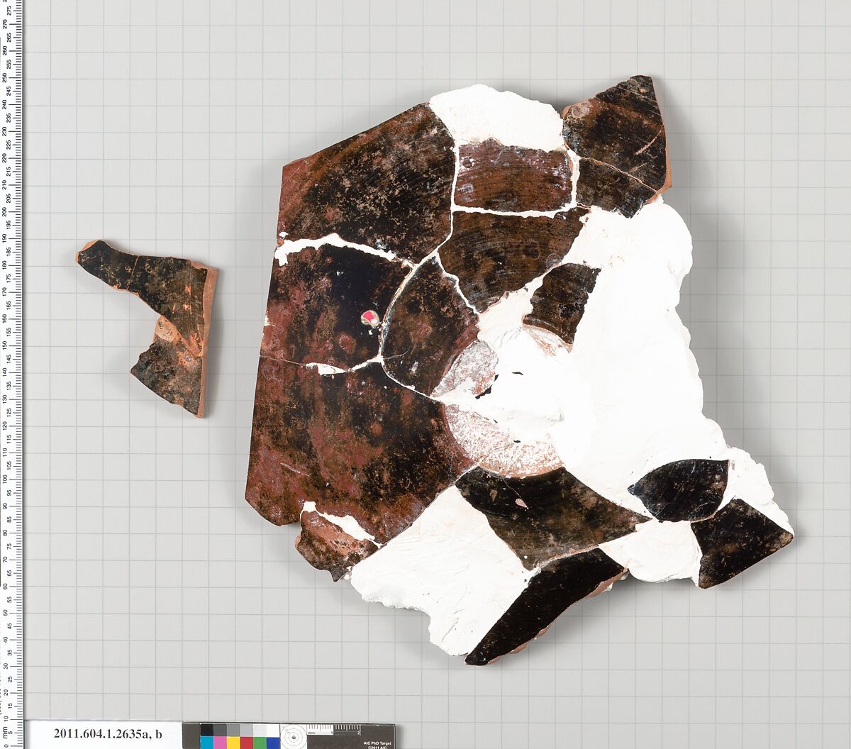 Terracotta fragments of a kylix (drinking cup), Terracotta, Greek, Attic