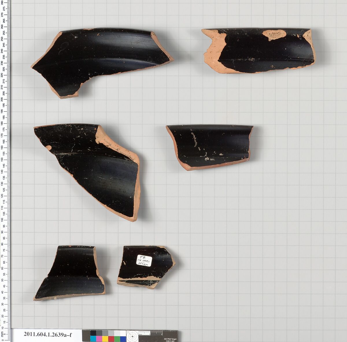 Terracotta rim fragments of kylikes (drinking cups), Terracotta, Greek, Attic