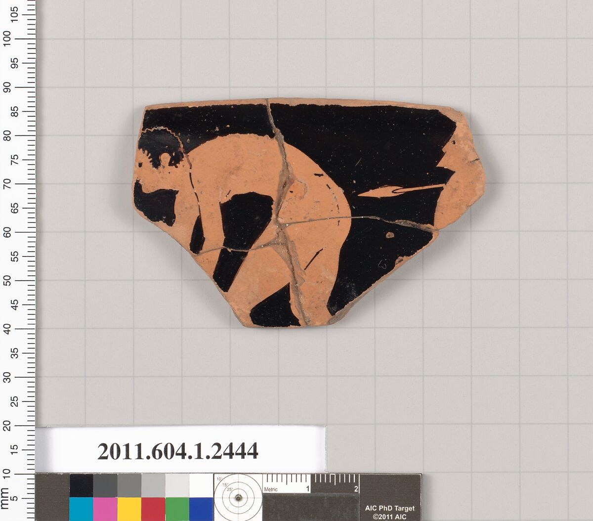 Terracotta rim fragment of a kylix (drinking cup), Attributed to the Ambrosios Painter [DvB], Terracotta, Greek, Attic 