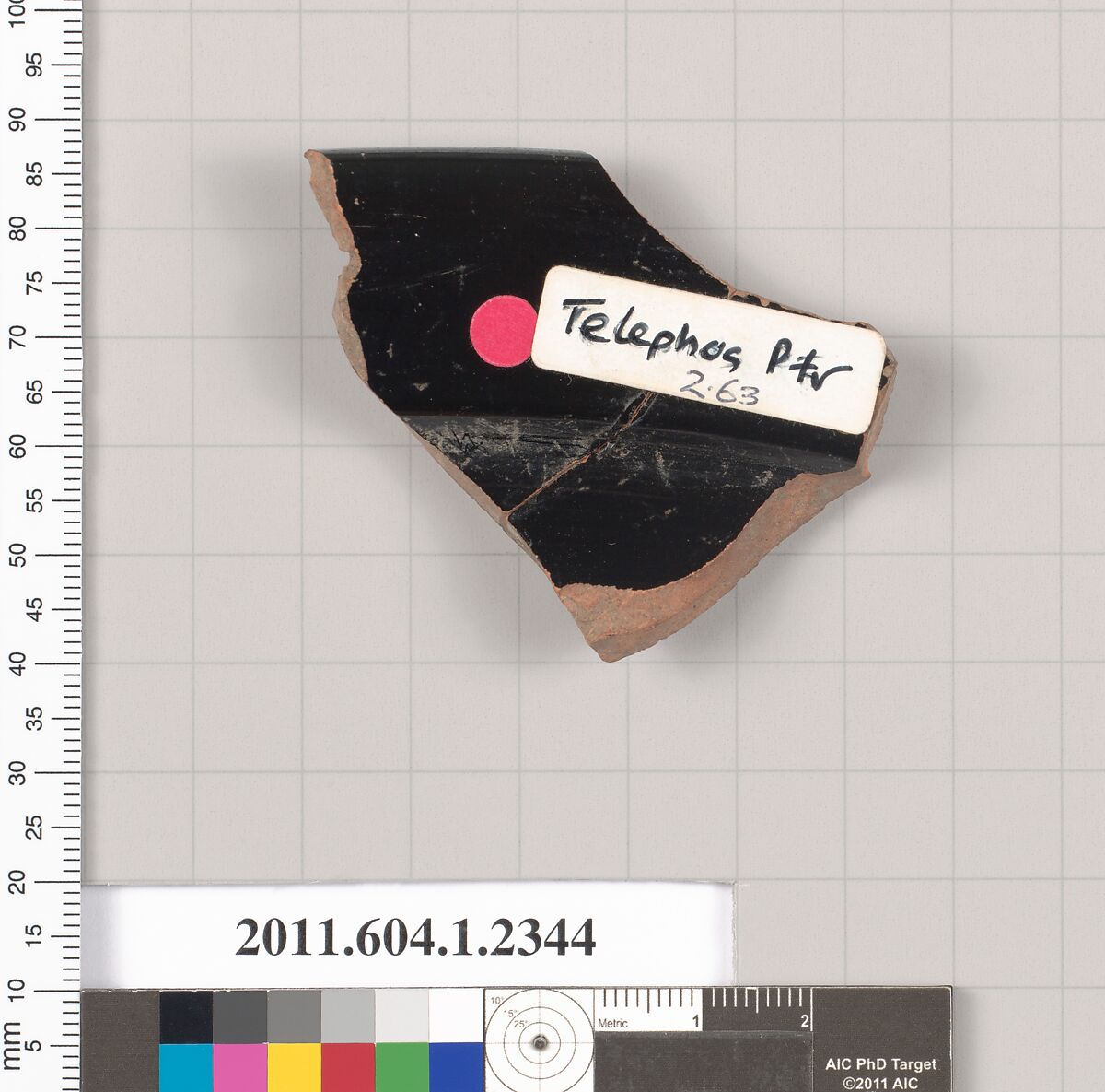 Terracotta rim fragment of a kylix (drinking cup), Attributed to the Telephos Painter [DvB], Terracotta, Greek, Attic