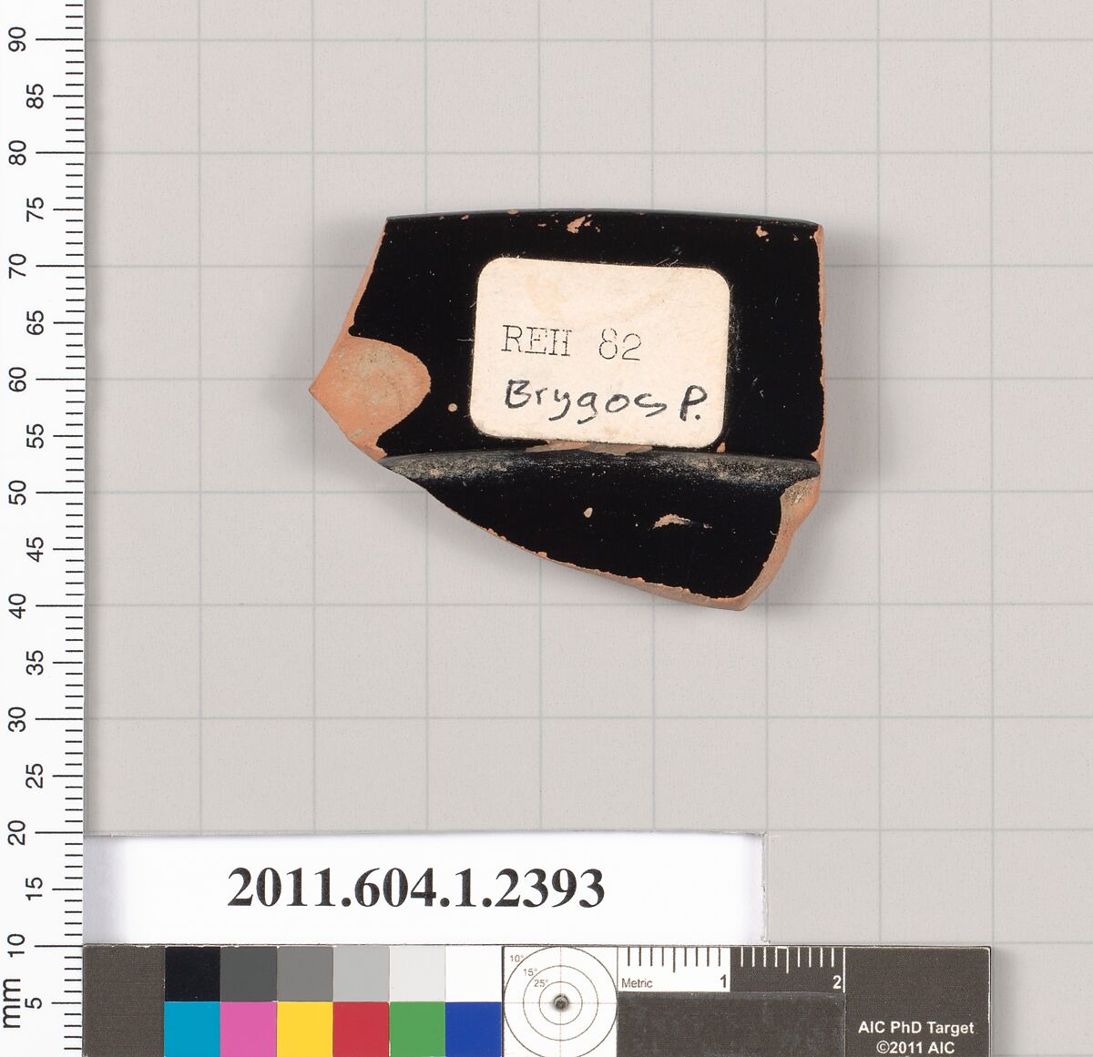 Terracotta rim fragment of a kylix (drinking cup), Attributed to the Brygos Painter [DvB], Terracotta, Greek, Attic