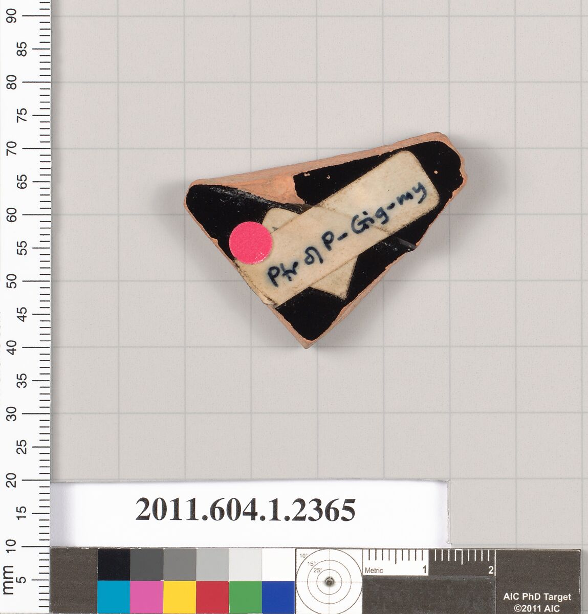 Terracotta fragment of a kylix (drinking cup), Attributed to the Painter of the Paris Gigantomachy [DvB], Terracotta, Greek, Attic