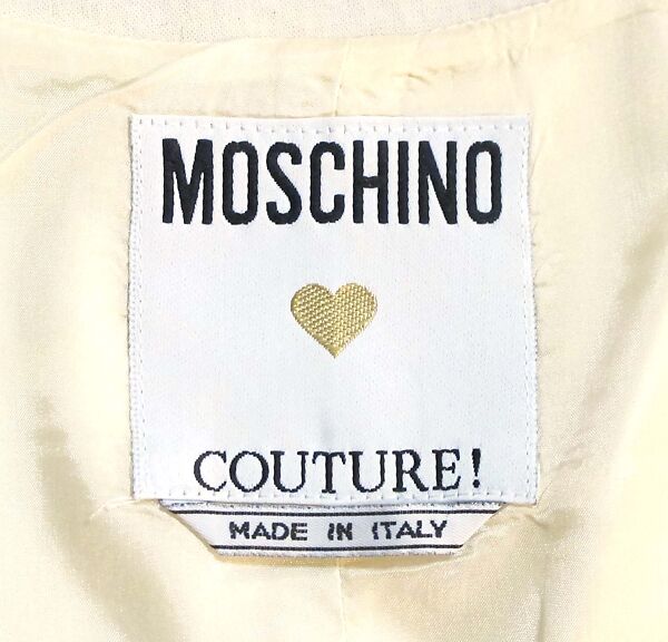 Ensemble, House of Moschino (Italian, founded 1983), wool, silk, metal, Italian