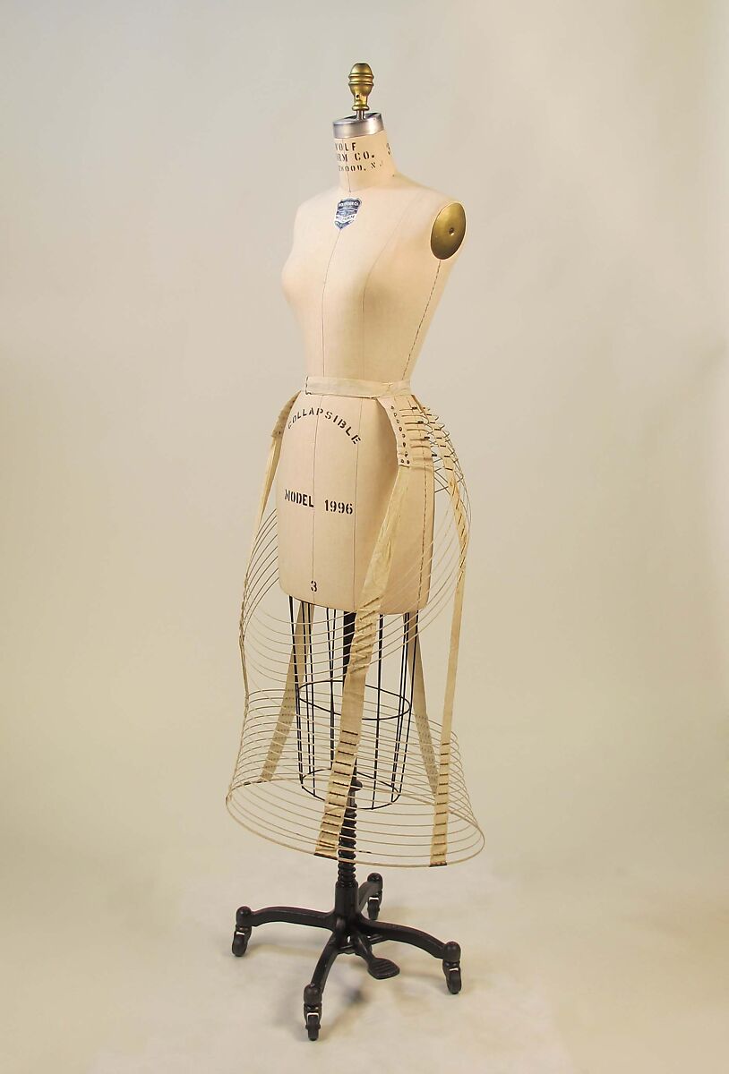 Bustle, metal, cotton, possibly American