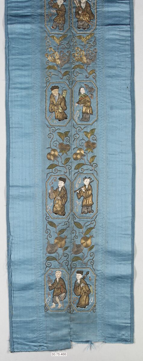 Sleeve Band, Silk, metallic thread;  on silk, China 