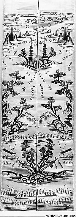 Sleeve Band, Silk, metallic thread;  on silk, China 