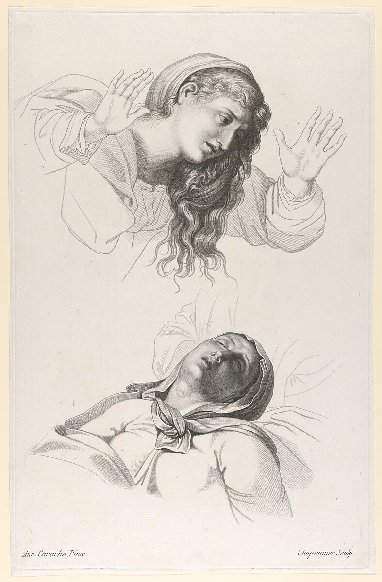 Figures from Annibale Carracci's "The Deposition", Alexandre Chaponnier (French, 1753–1805), Engraving and stipple 