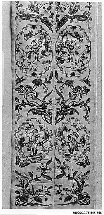 Sleeve Band, Silk, metallic thread;  on silk, China 