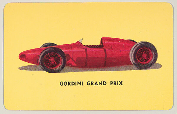 No. 38, Gordini Grand Prix, bakery insert card from the Sports Cars 1955 series (D72), issued by Mother's Cookies, Issued by Mother&#39;s Cookies, Commercial color lithograph 