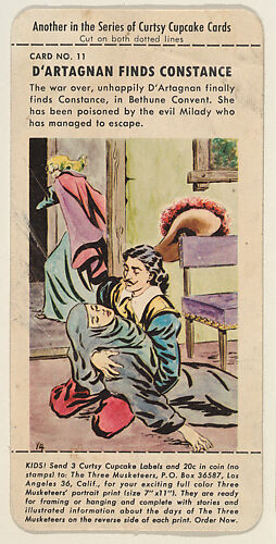 No.11, D'Artagnan Finds Constance, bakery insert card from the Three Musketeers series (D78), issued by Safeway stores