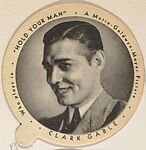 Clark Gable, from the Movie Stars series (small lid) (F3), issued by the Individual Drinking Cup Company, Inc. for Supplee Ice Cream