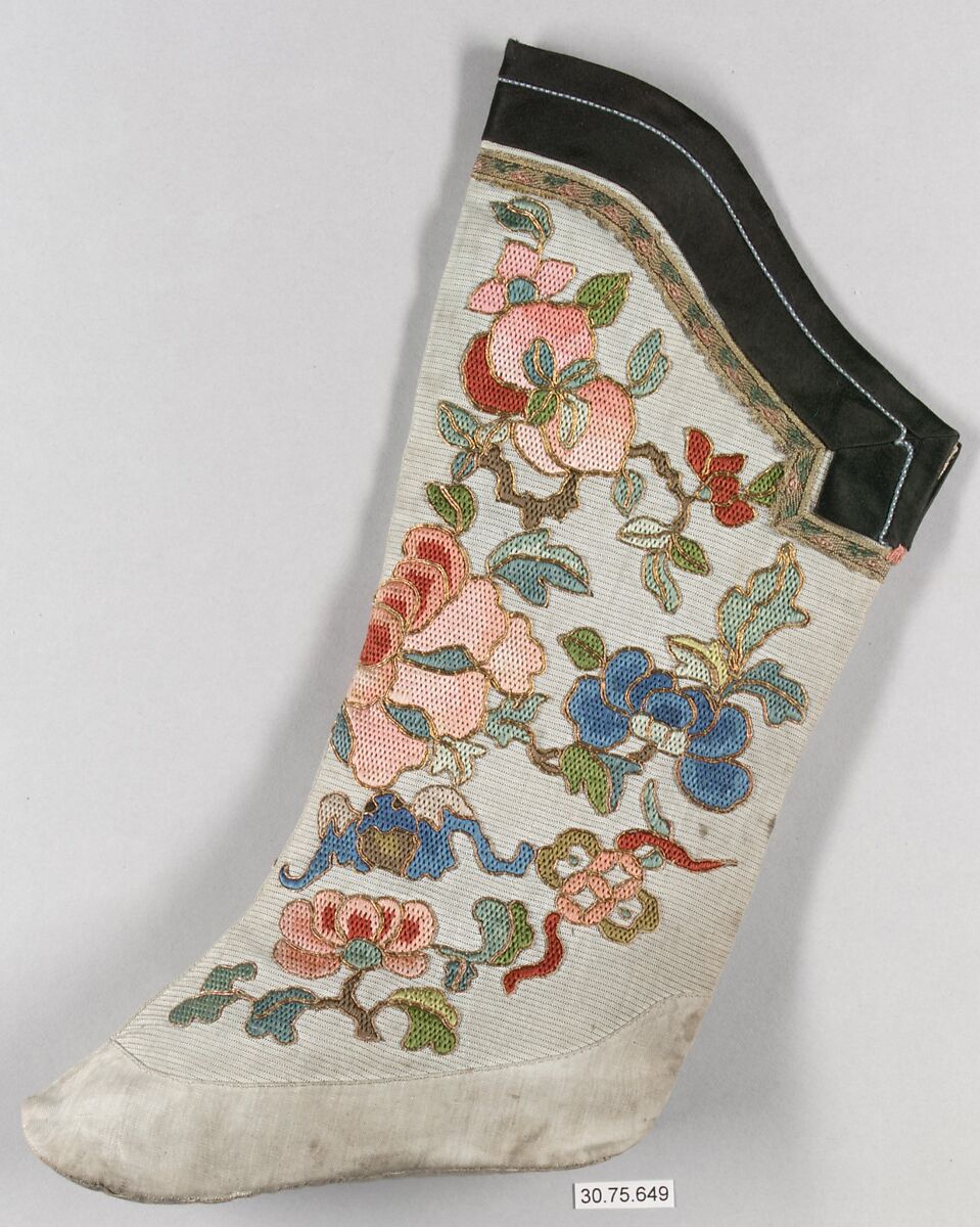 Child's Boot (one of a pair), Silk, China 