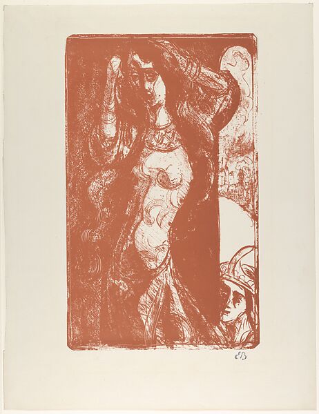 The Countess Combing Her Hair (Esmérée) or Dancing Music (Esmérée), Emile Bernard (French, Lille 1868–1941 Paris), Zincograph printed in sepia 