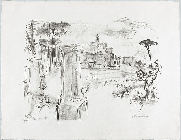 Village with Column in the Foreground (plate 3 from Apulia portfolio)