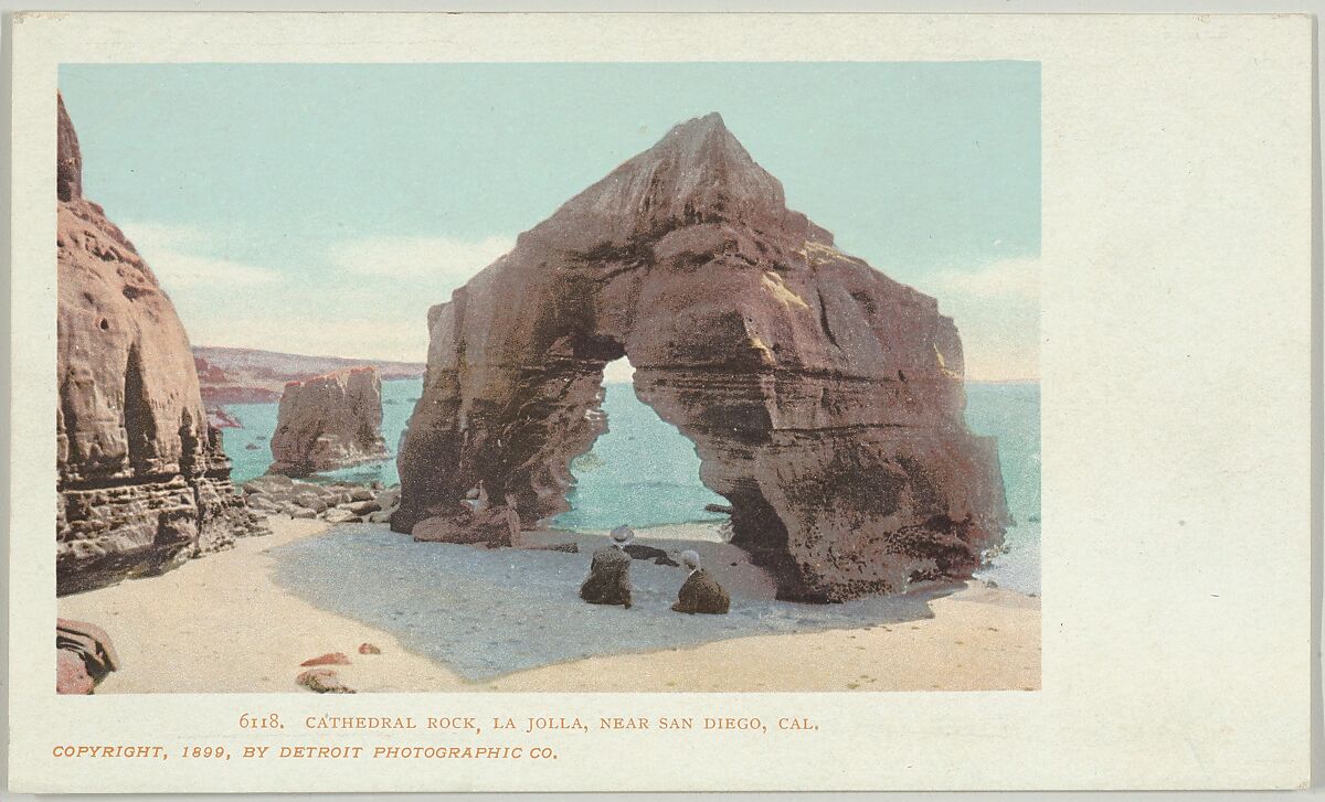 Cathedral Rock, La Jolla, Near San Diego, California, No. 6118, Detroit Publishing Company (American), Commercial color lithograph 