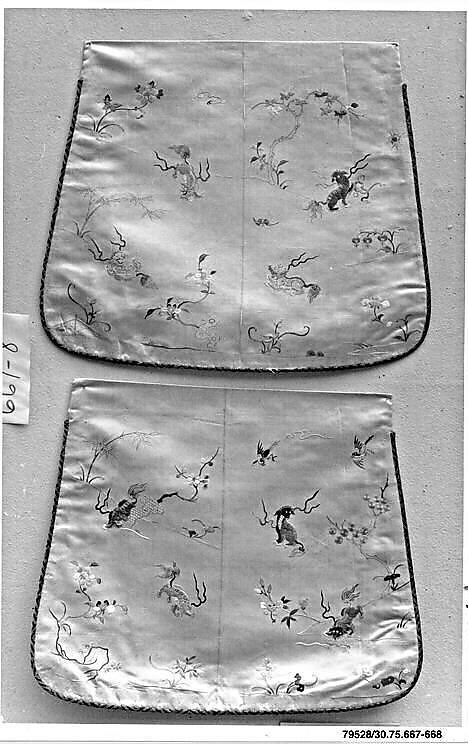 Tab, Silk;  on silk;  bound with silk, metallic thread, China 