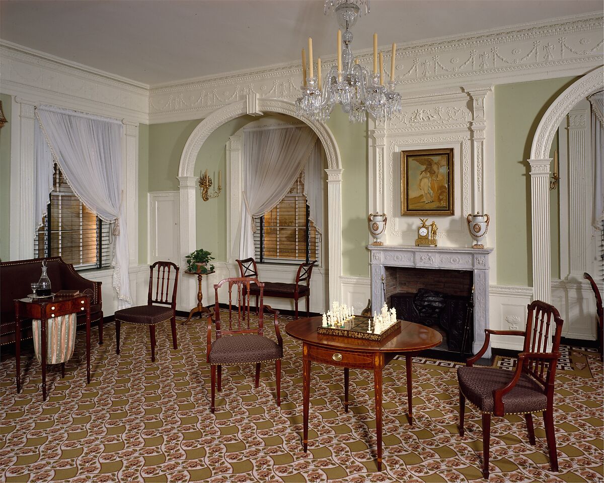 Parlor from the William Moore House, Wood, composition ornament, American