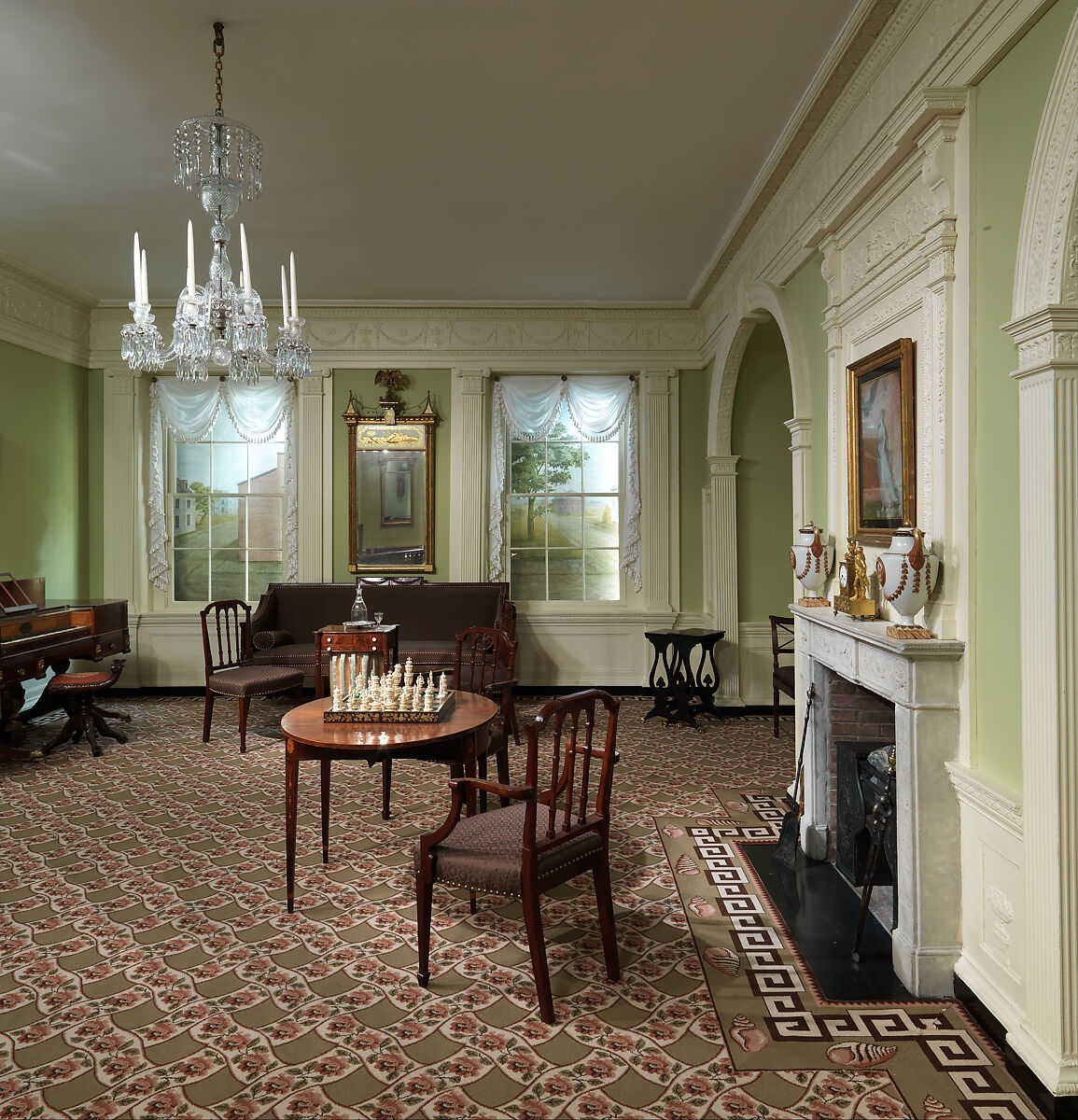 Parlor from the William Moore House, Wood, composition ornament, American