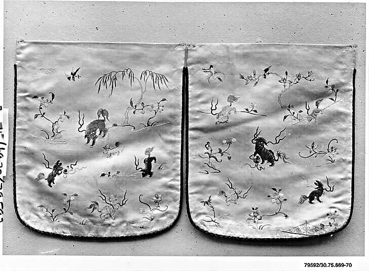 Tab, Silk;  on silk;  bound with silk, metallic thread, China 