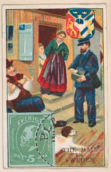 The Mail in Sweden, bakery card from the Stamps and Mail Carriers of All Nations series (D73), issued by the Rochester Baking Company, Issued by Rochester Baking Company, Commercial color lithograph 