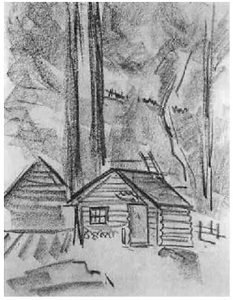 Cobbs Camp II, Marsden Hartley (American, Lewiston, Maine 1877–1943 Ellsworth, Maine), Charcoal on paper 