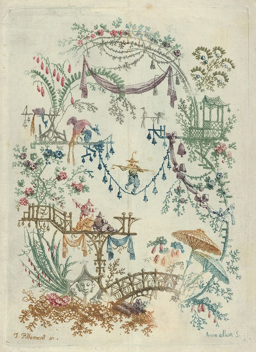 Chinoiserie, from "Nouvelle Suite de Cahiers arabesques chinois a l'usage des dessinateurs et des peintres", Jean Pillement (French, Lyons 1728–1808 Lyons), Etching, inked à la poupée 