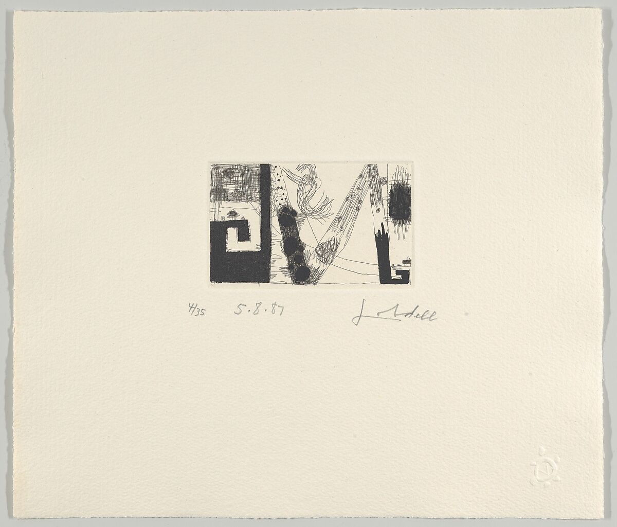 5.8.87, Frank Lobdell (American, Kansas City, Missouri 1921–2013 Palo Alto, California), Hardground etching with sugarlift aquatint; 4/35 