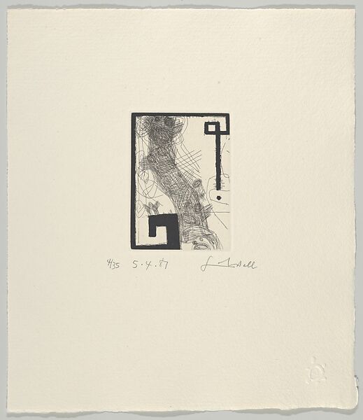 5.4.87, Frank Lobdell (American, Kansas City, Missouri 1921–2013 Palo Alto, California), Hardground etching with sugarlift aquatint; 4/35 