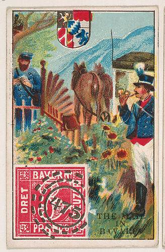 The Mail in Bavaria, bakery card from the Stamps and Mail Carriers of All Nations series (D73), issued by the Rochester Baking Company