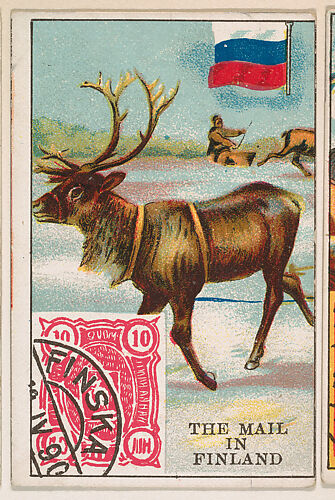 The Mail in Finland, bakery card from the Stamps and Mail Carriers of All Nations series (D73), issued by the Rochester Baking Company